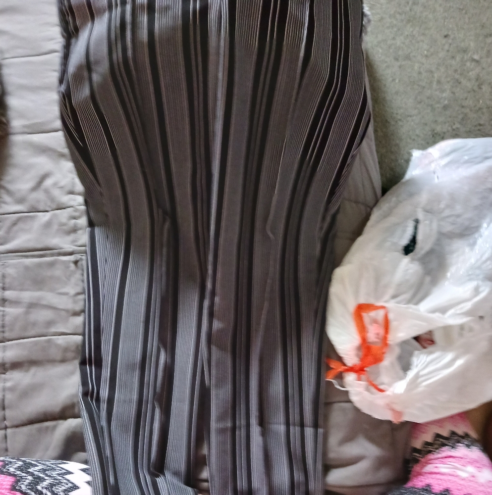 Womens Black Pinstripe Dress Pants